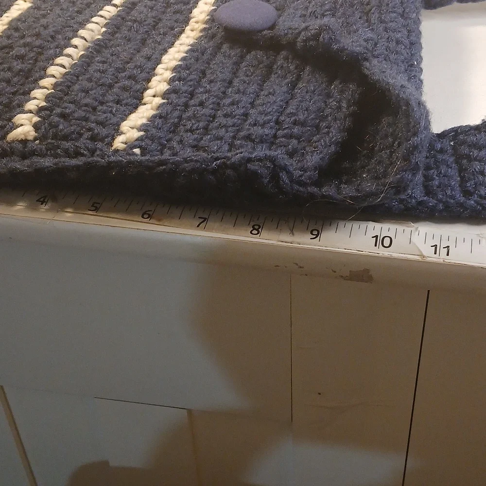 Blue and White Knit Beret with Matching Shoulder Bag